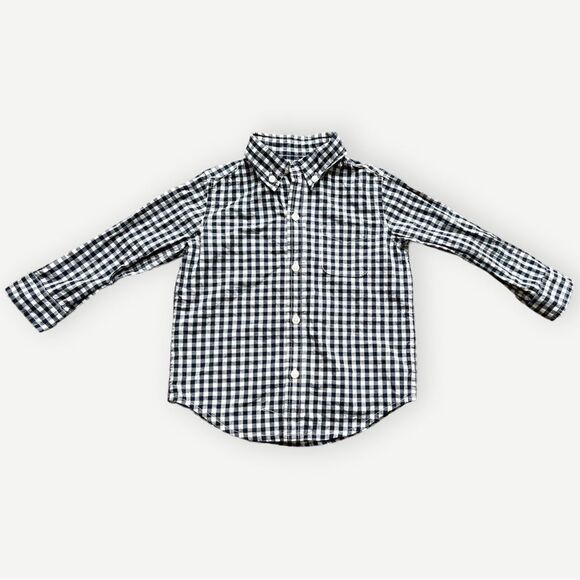 Janie and Jack Boys Blue Gingham Long Sleeve Button Down Shirt. 18-24 Months. - Picture 1 of 5